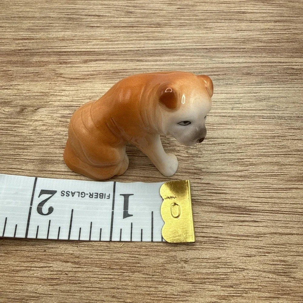 Vintage Boxer Dog Puppy Ceramic Figurine Miniature Trinket Shelf